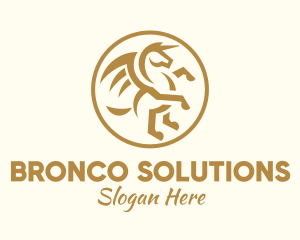 Bronco - Medieval Pegasus Badge logo design