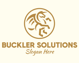 Buckler - Medieval Pegasus Badge logo design