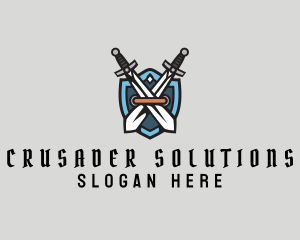 Crusader - Sword Shield Weaponry logo design