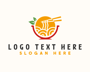 Asian Food - Pho Noodles Bowl logo design