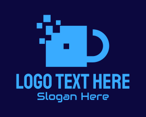 Cup - Blue Pixel Application logo design