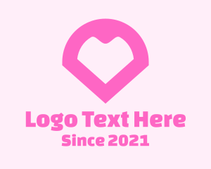 Location App - Pink Heart Locator logo design