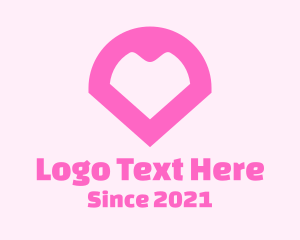 Dating App - Pink Heart Locator logo design