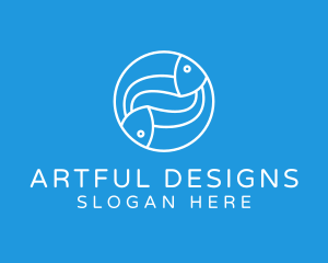 Minimalist Fish Line Art logo design