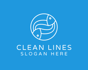 Minimalist Fish Line Art logo design