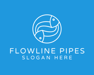 Minimalist Fish Line Art logo design