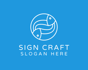 Minimalist Fish Line Art logo design