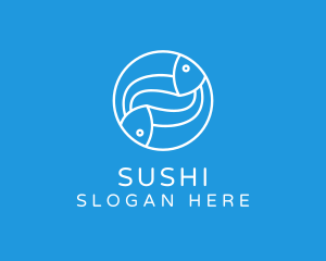 Minimalist Fish Line Art logo design