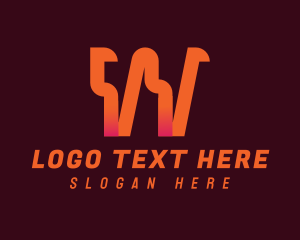 Printing Service - Orange Fintech Letter W logo design