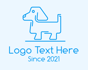 Daschund - Blue Dog Line Art logo design