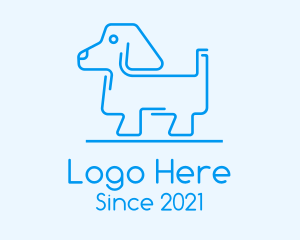 Puppy - Blue Dog Line Art logo design