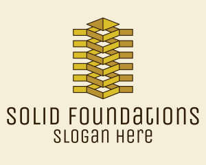 Mansion - 3D Gold Building logo design