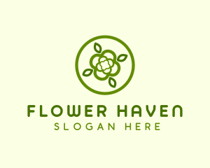 Circle Flower Leaf logo design