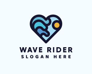 Summer Beach Waves Heart logo design