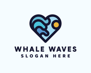 Summer Beach Waves Heart logo design