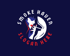 Smoking Woman Cigar logo design