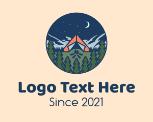 Mountain Range - Forest Night Camp logo design