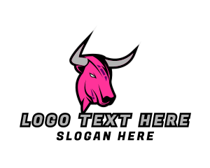 Hot Pink - Horn Bull Gaming logo design