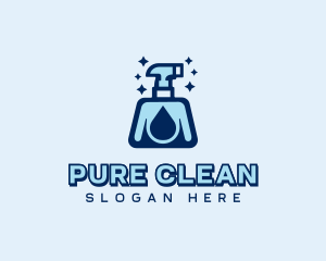 Clean Spray Bottle Droplet logo design