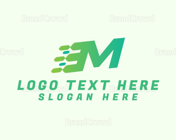 Green Speed Motion Letter M Logo