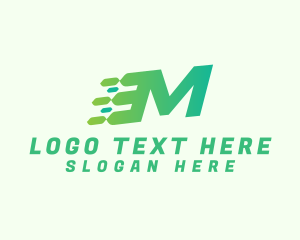Data - Green Speed Motion Letter M logo design