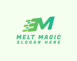 Green Speed Motion Letter M logo design