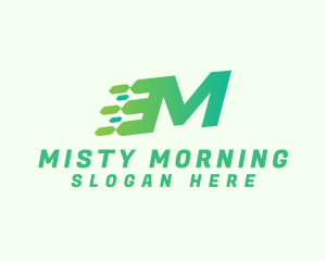 Green Speed Motion Letter M logo design