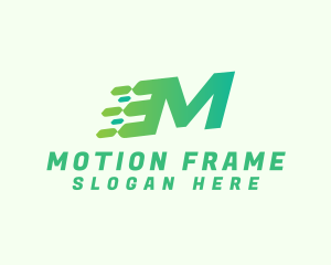 Green Speed Motion Letter M logo design