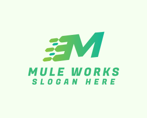 Green Speed Motion Letter M logo design