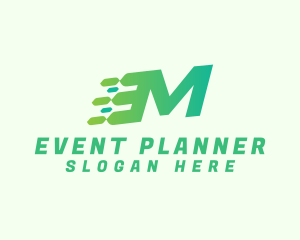Network - Green Speed Motion Letter M logo design