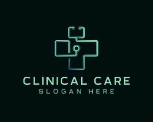 Stethoscope Medical Cross logo design