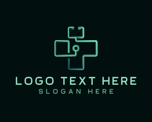 Diagnostic - Stethoscope Medical Cross logo design