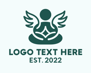 Green - Angel Yoga Stretching logo design