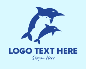 Vacation - Blue Dolphin Animal logo design