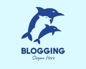 Swim - Blue Dolphin Animal logo design
