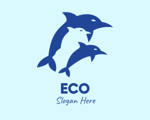 Ocean - Blue Dolphin Animal logo design