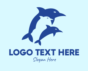 Aquatic - Blue Dolphin Animal logo design