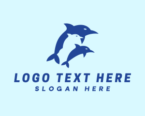 Beach - Blue Dolphin Animal logo design