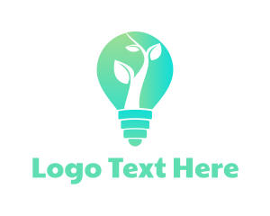 Electricity - Plant Light Bulb logo design