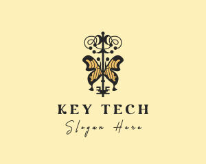 Premium Butterfly Key logo design