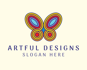 Colorful Psychedelic Butterfly logo design