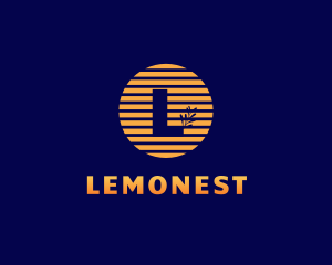 Desert - Stripe Sun Leaf logo design