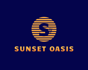 Stripe Sun Leaf  logo design