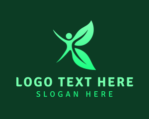 Natural - Human Fitness Leaf logo design