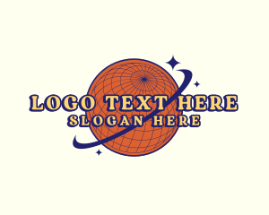 Globe - Y2K Planet Globe Orbit logo design