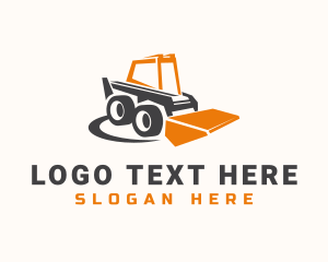 Construction Worker - Bulldozer Industrial Builder logo design