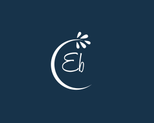 Crescent - Midnight Moon Flower Text logo design