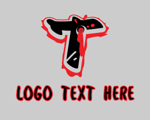 Blood - Splatter Graffiti Letter T logo design