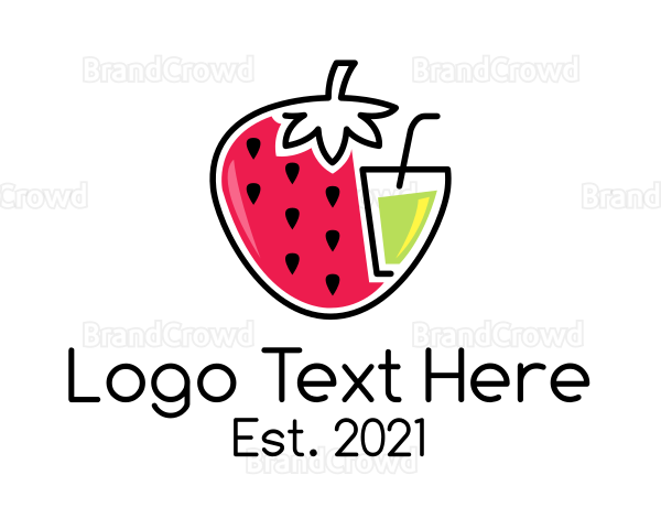 Strawberry Fruit Juice Drink Logo