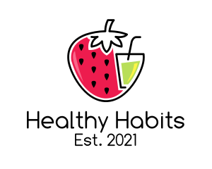 Strawberry Fruit Juice Drink logo design